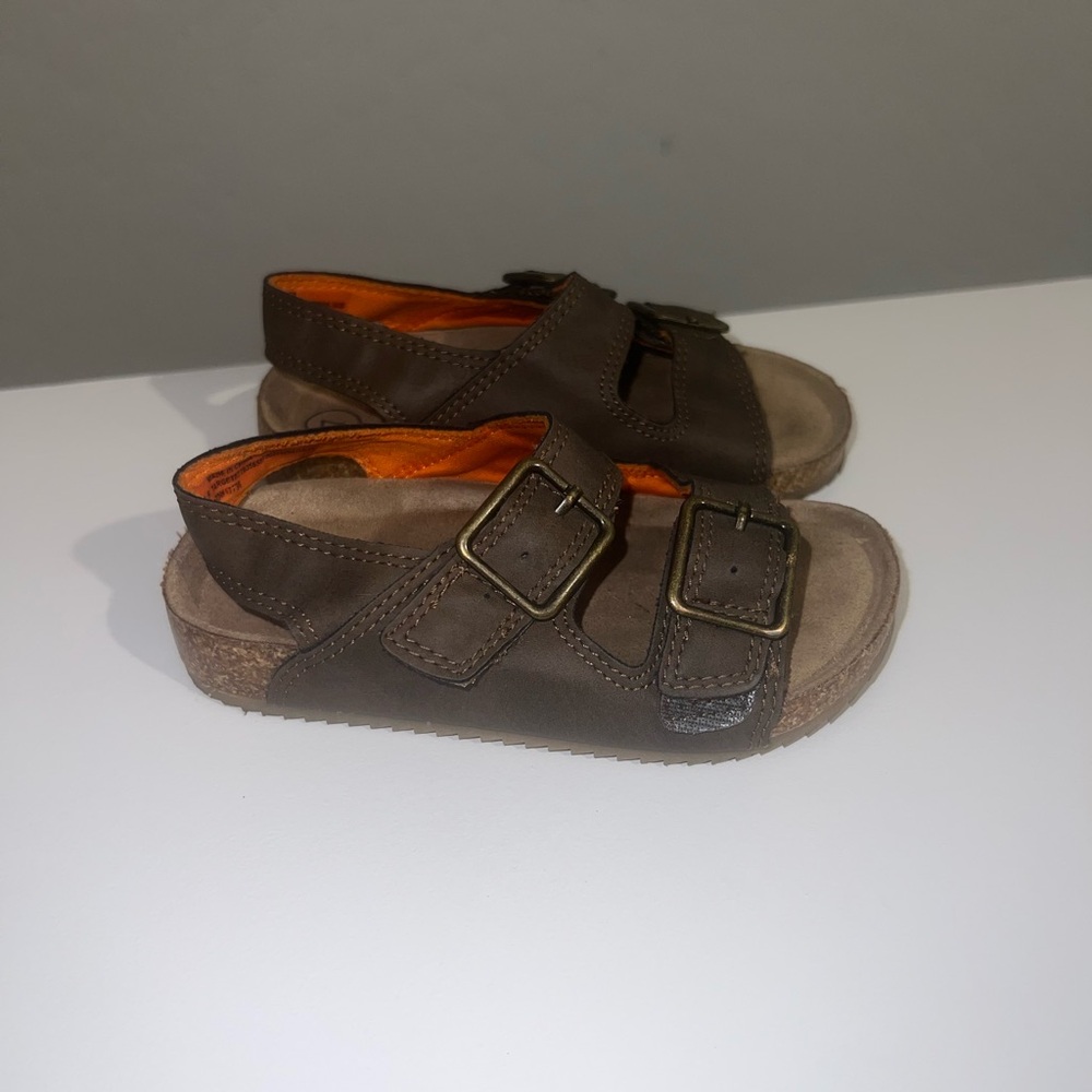Brown Kids Sandals with Buckle Straps